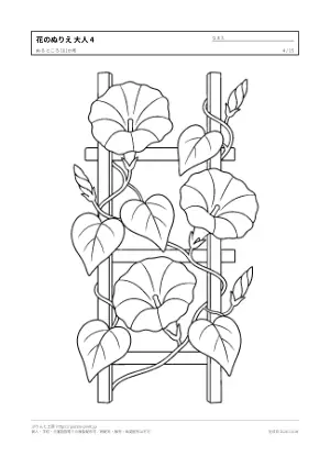 花・植物のぬりえ（大人向け）無料プリントの4枚目
