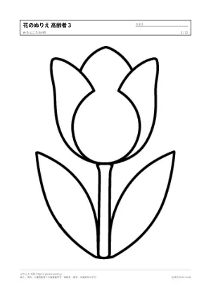 花・植物のぬりえ（高齢者向け）無料プリントの3枚目