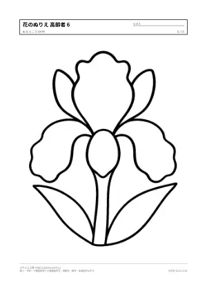 花・植物のぬりえ（高齢者向け）無料プリントの6枚目