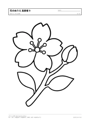 花・植物のぬりえ（高齢者向け）無料プリントの9枚目